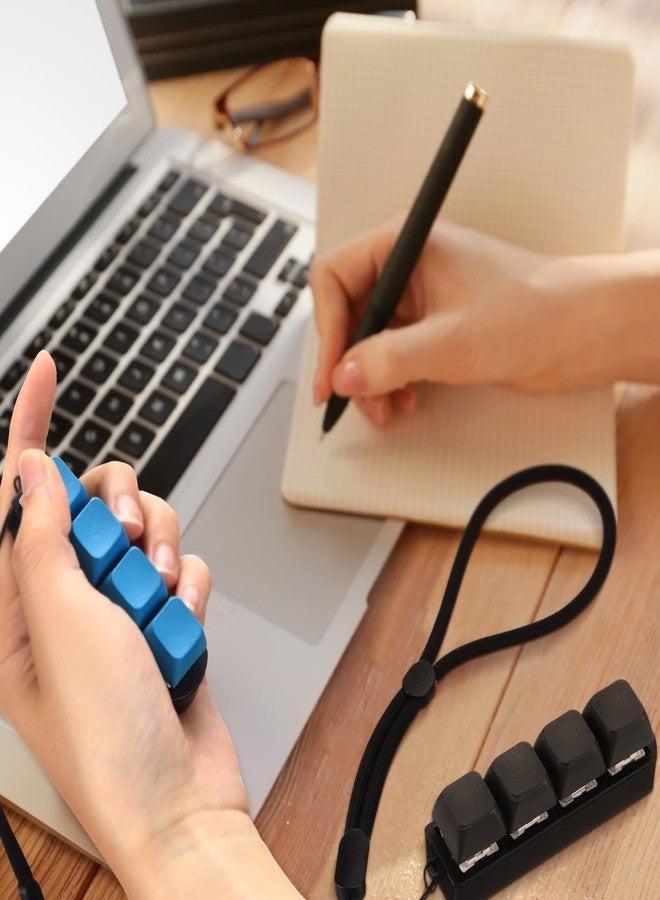 Ferreve 2 Pcs Keyboard Fidget Toys Fidget Clicker Keyboard Four-Button Clicker Keychain Button ADHD Stress Relief Gifts for Adult to Relief Stress Pass The Time(Black, Blue) - Image 4